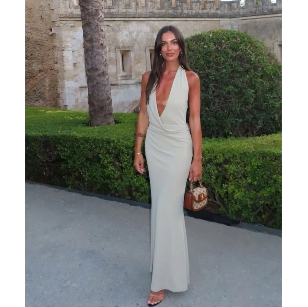 Zara Shell Halter Maxi Dress Size M ans XS - Picture 12 of 16